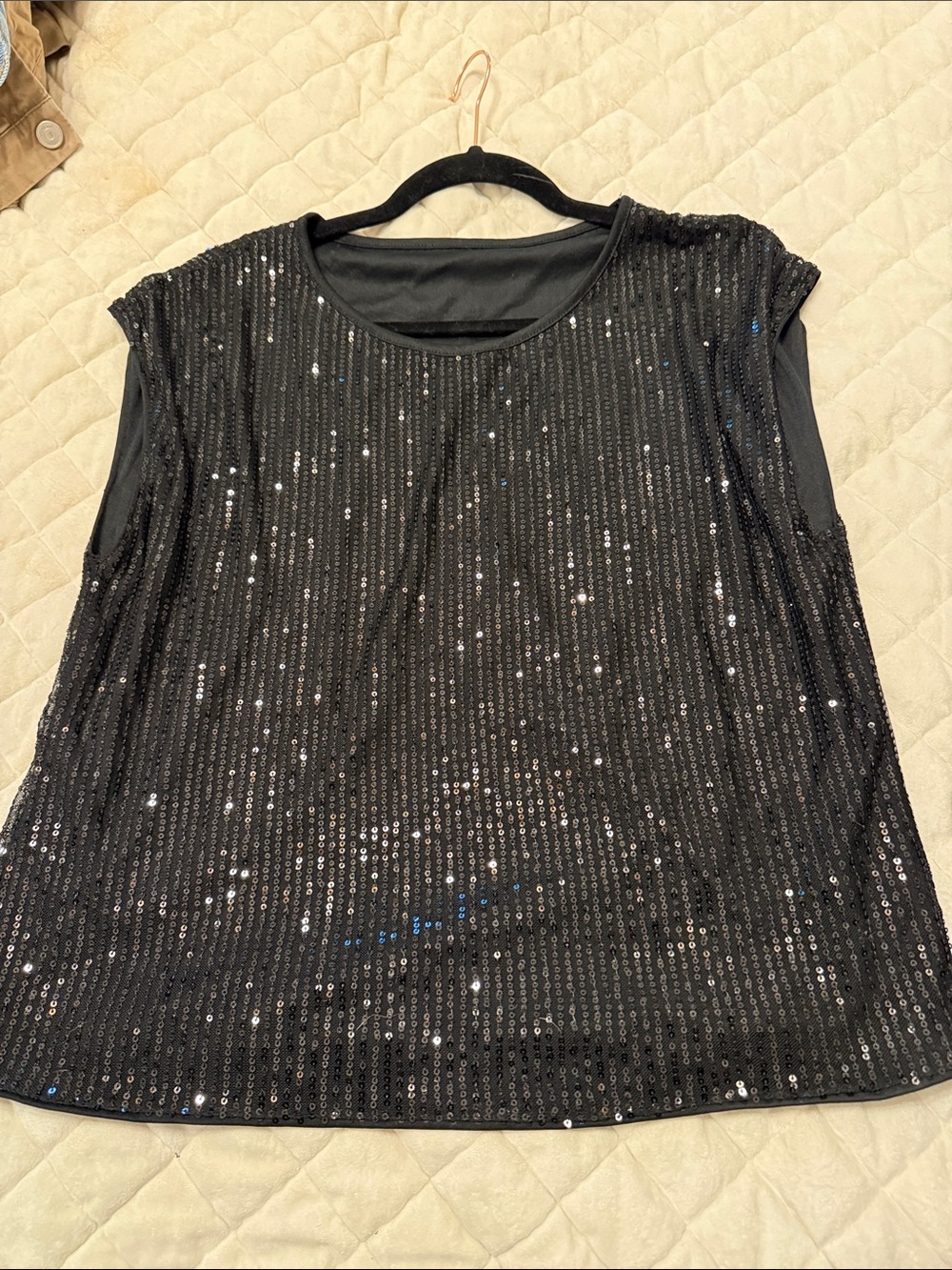 Black Sequin Sleeveless Party Top